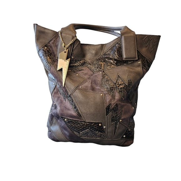 Betsey Johnson Handbags - Betsy Johnson Grey patched Lightning Tote Bag